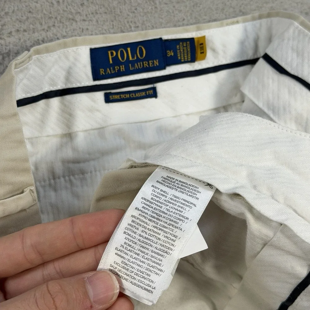 Polo Ralph Lauren Shorts Mens 34 Khaki Tan Cotton Stretch Classic Fit 8